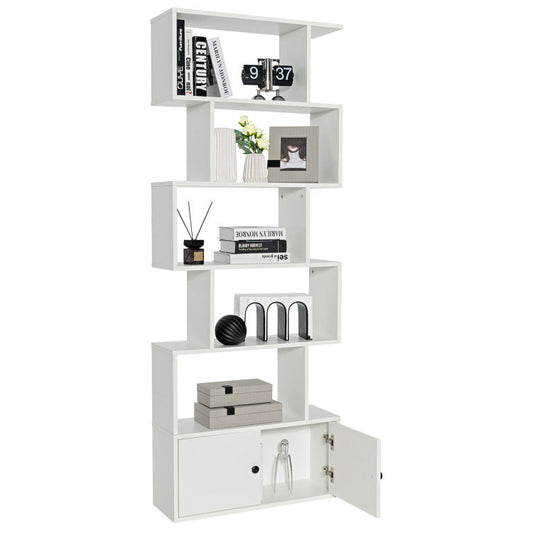 6-Tier S-Shaped Freestanding Bookshelf