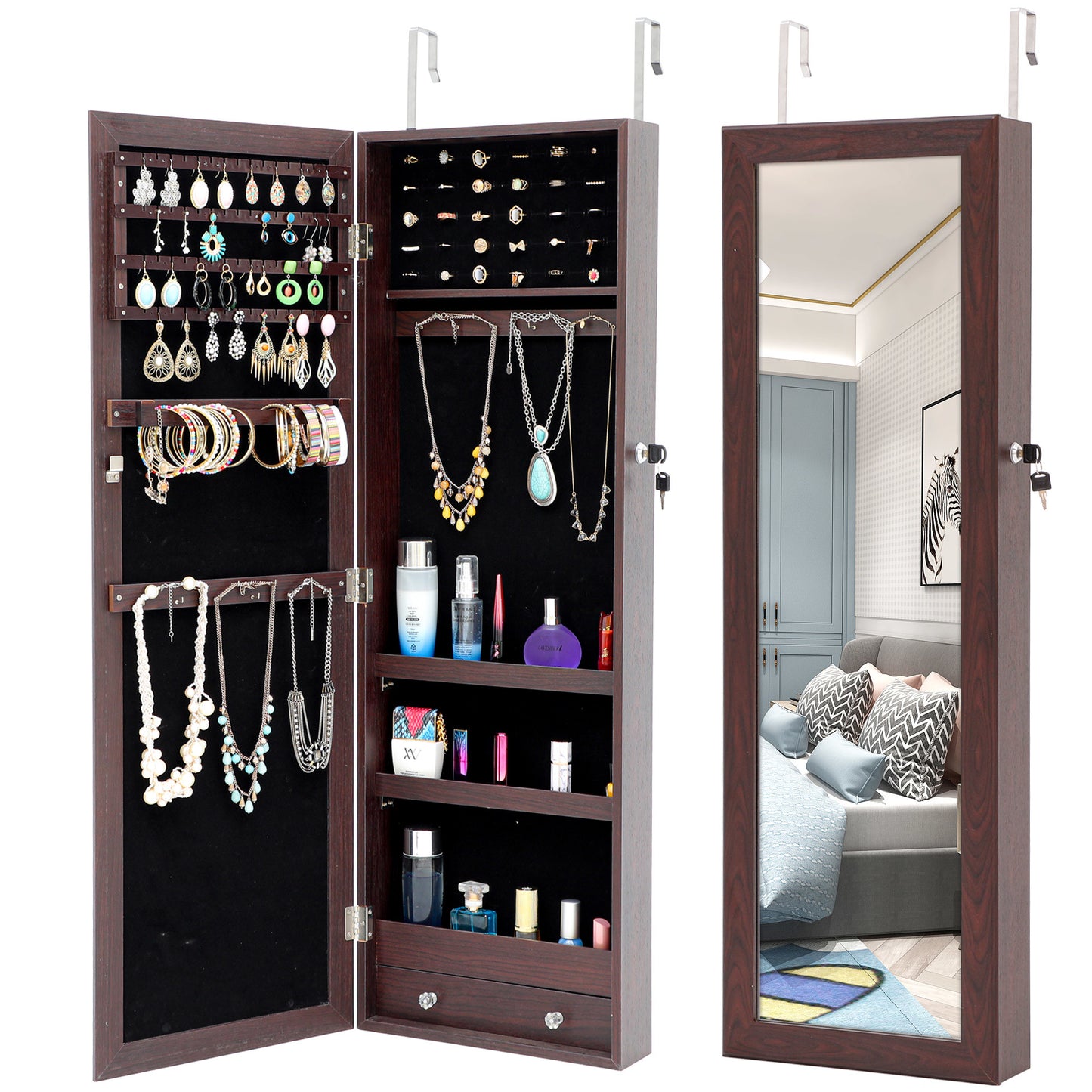 Jewelry Storage Mirror Cabinet  For Living Room Or Bedroom