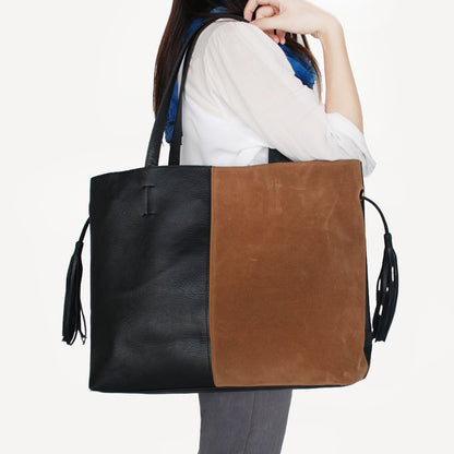 Stylish Black & Brown Double Leatherette Bag