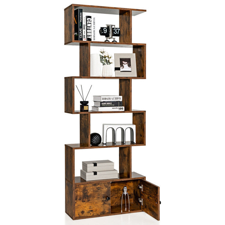 6-Tier S-Shaped Freestanding Bookshelf