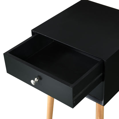 2 Drawer and Rubber Wood Legs Side Table