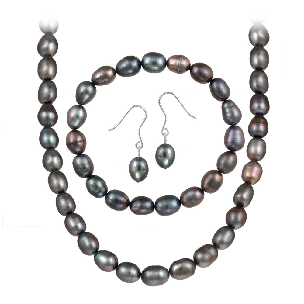 Sterling Cultured Peacock Pearl Necklace