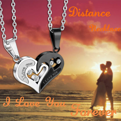 Couple Women Love Heart Pendant Necklace