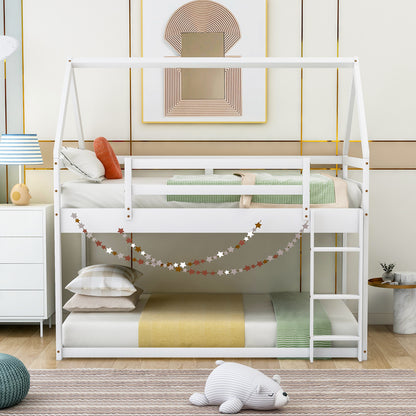 Cozy Twin-Over-Twin Low Bunk House Bed