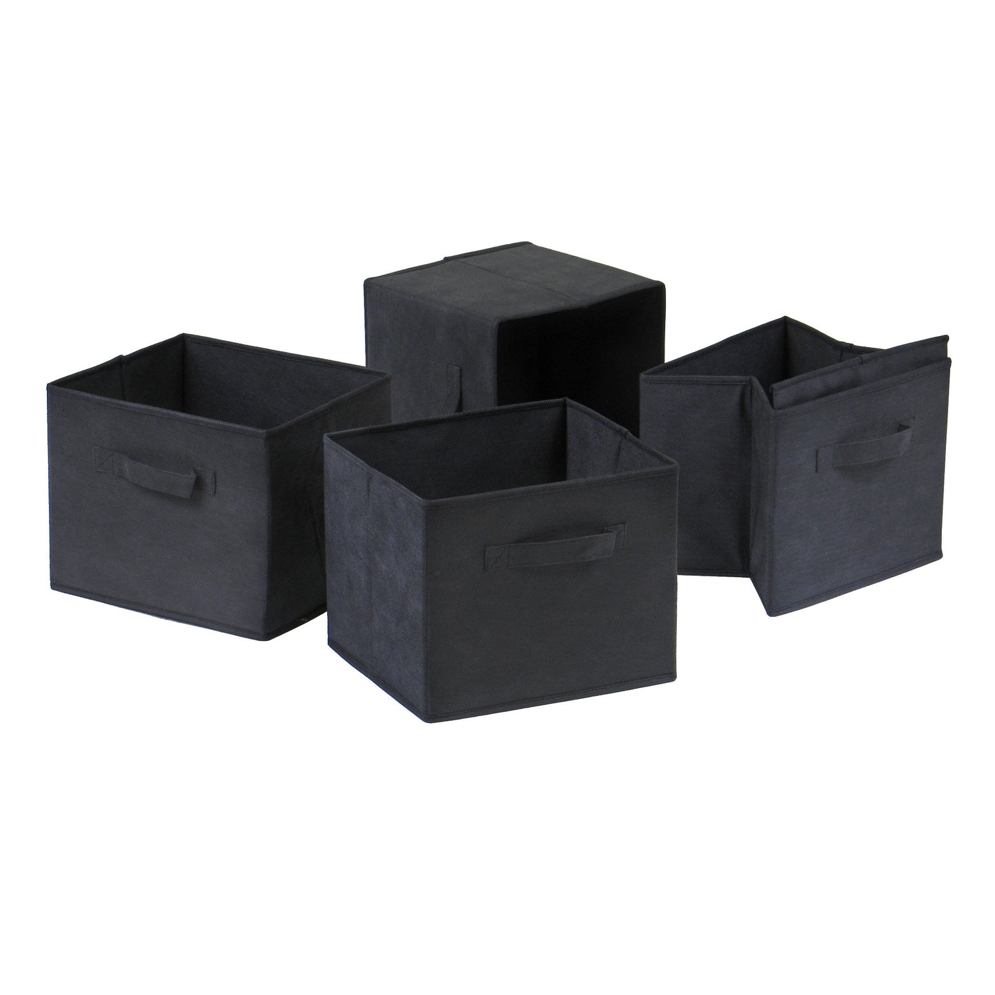 Capri Set of 4 Foldable Black Fabric Baskets