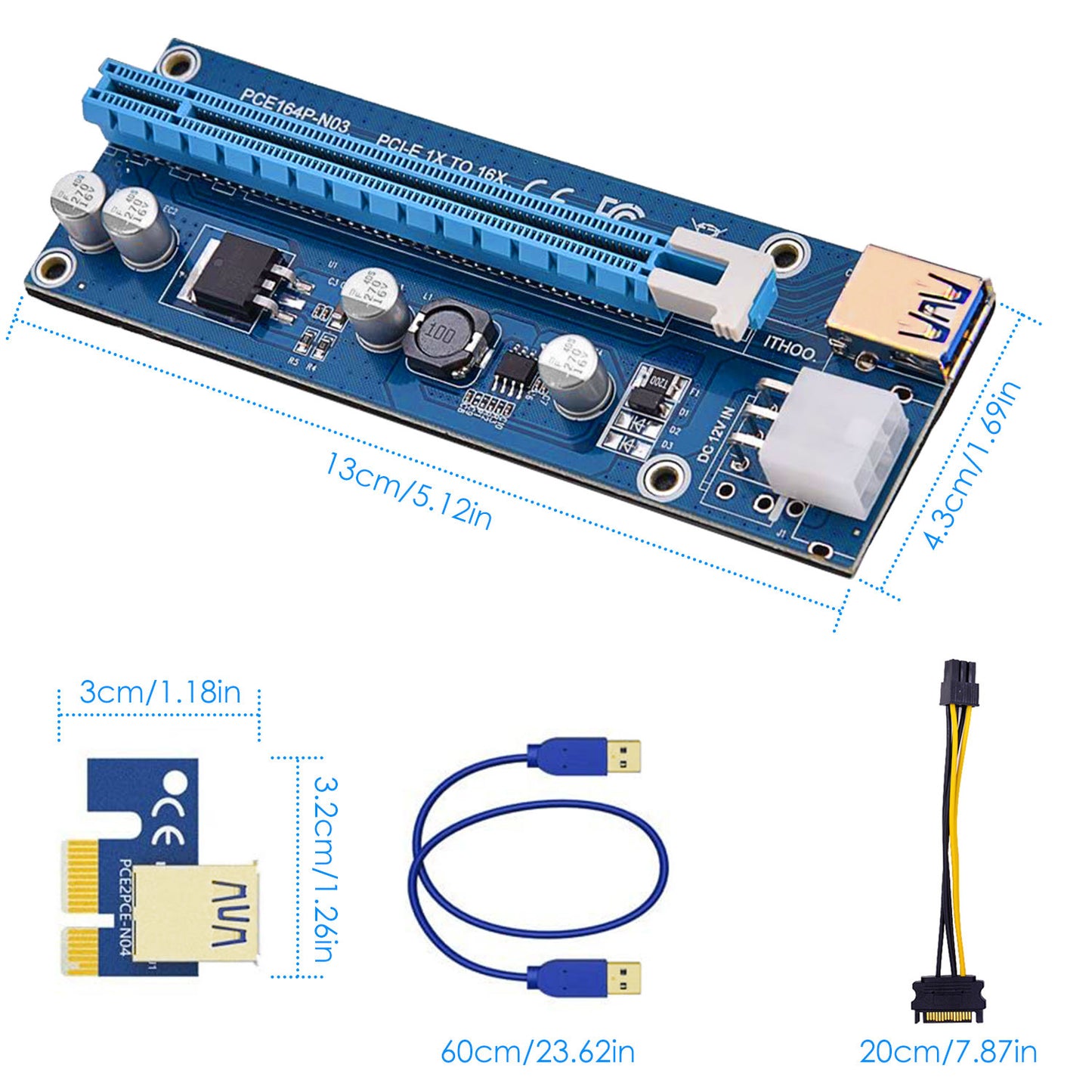 Express Risers GPU Mining Powered Riser Adapter Card