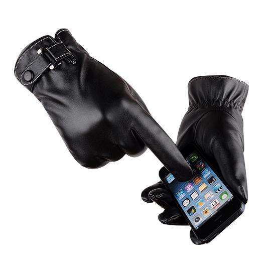 Stylish Vegan Leather Touch Smart Gloves