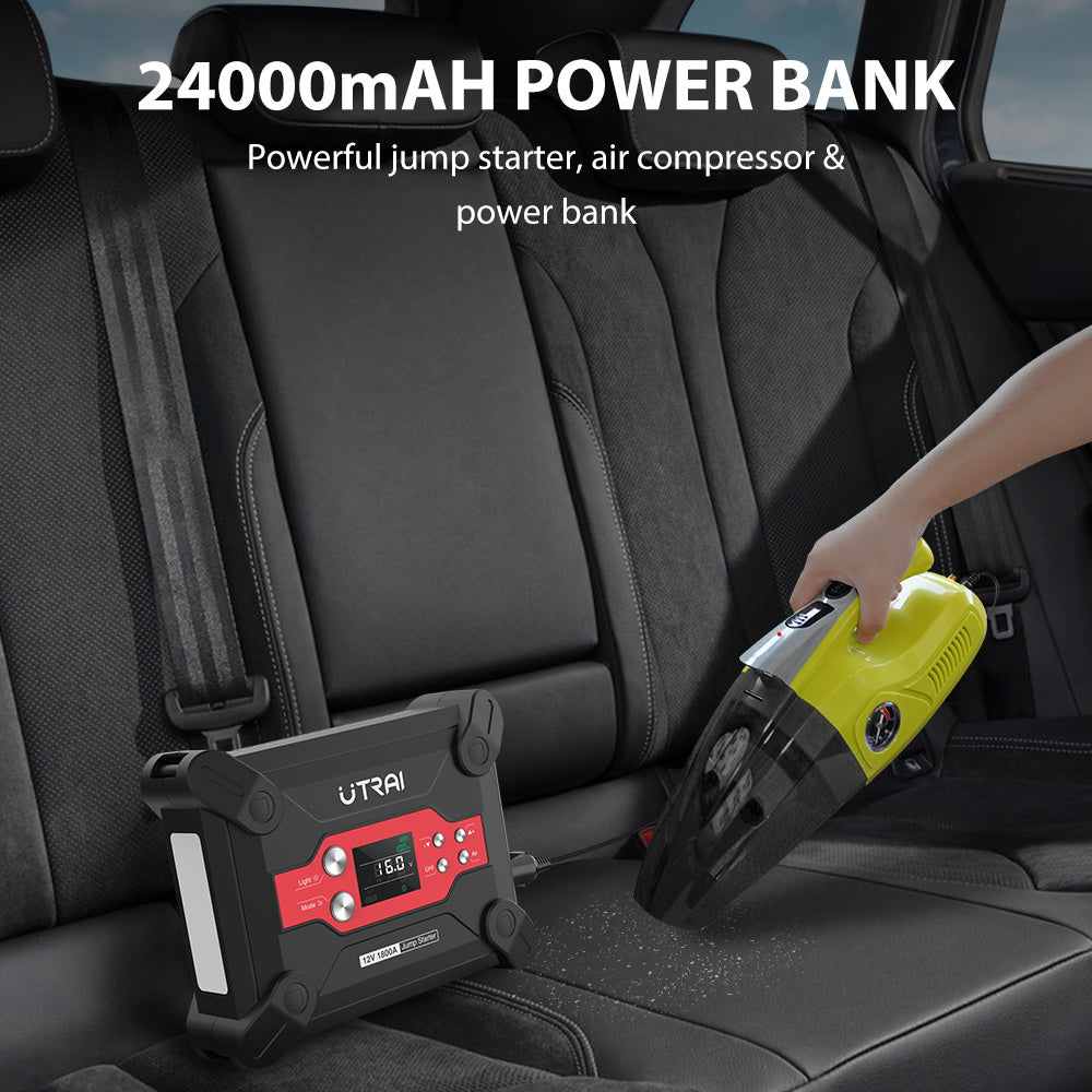 UTRAI 1800A Car Battery Starter with 120PSI Digital Tire Inflator
