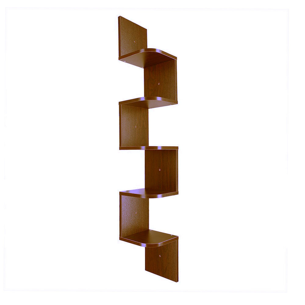 5 Tiers Wall Zig Zag Wooden Shelves