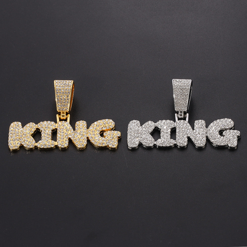 Hip Hop Diamond King Letter Pendant Necklace