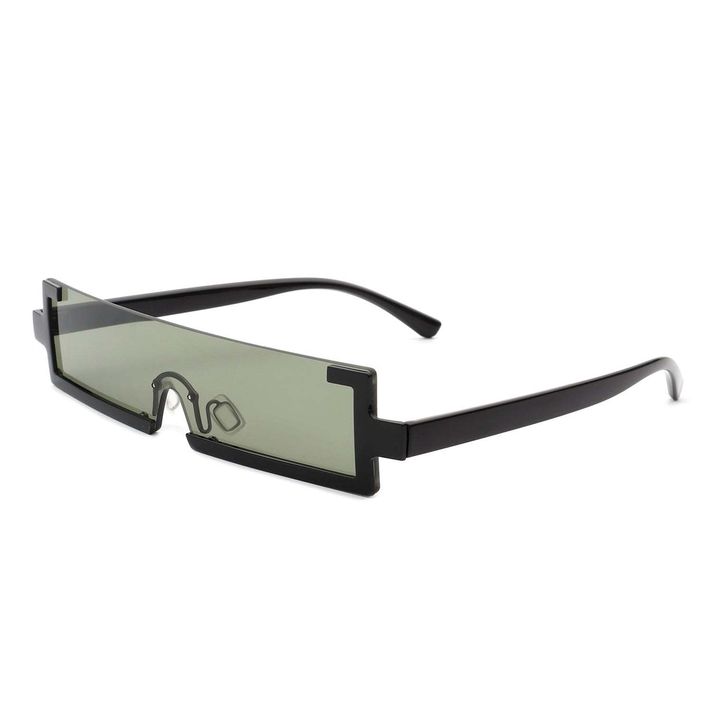 Retro Rectangular Narrow Half Frame Vintage Slim Sunglasses