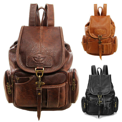 Women Girls Leather Backpack