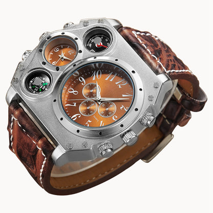 Men's Quartz Watch Decorative Dial PU Leather Strap