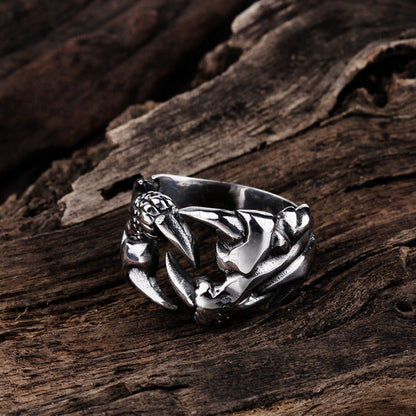 Retro Dragon Claw Stainless Steel Mens Rings