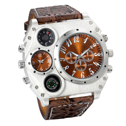 Men's Quartz Watch Decorative Dial PU Leather Strap