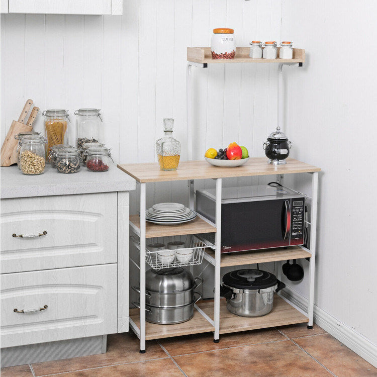4-tier Kitchen Baker's Rack with Basket and 5 Hooks