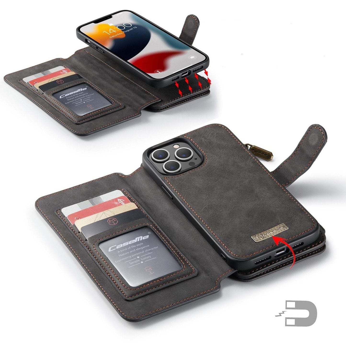 Premium Magnetic Wallet Flip Case for iPhone