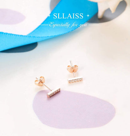 925 Sterling Tiny Bar Stud Earrings