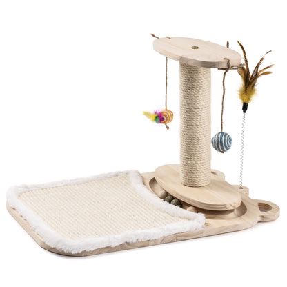 Natural Wood Cat Turntable Toy