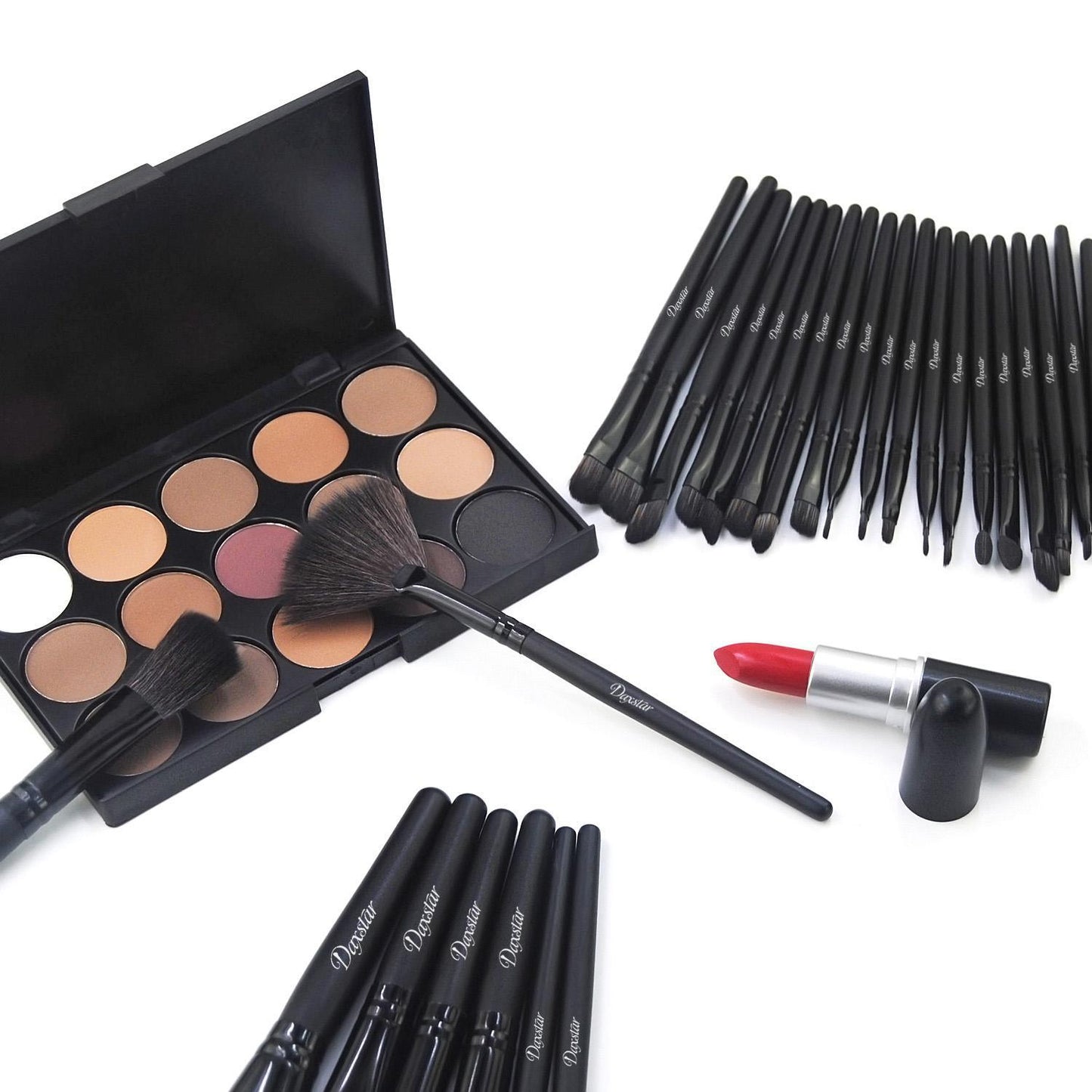 A set of 32 black makeup brushes