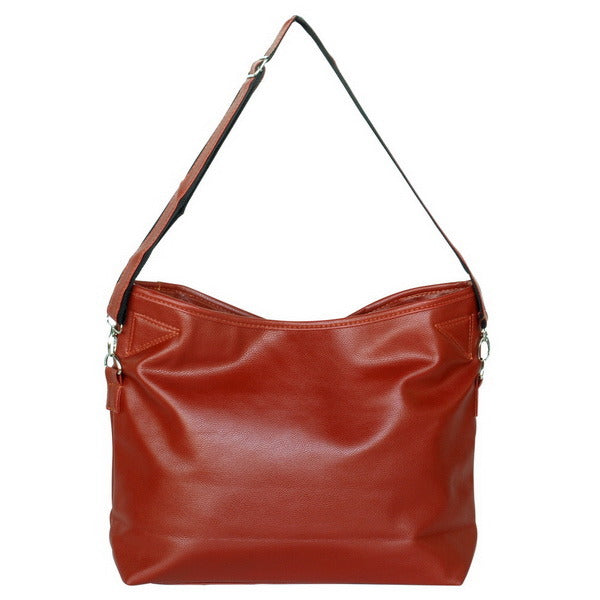 Stylish Brown Double Handle Leatherette Bag