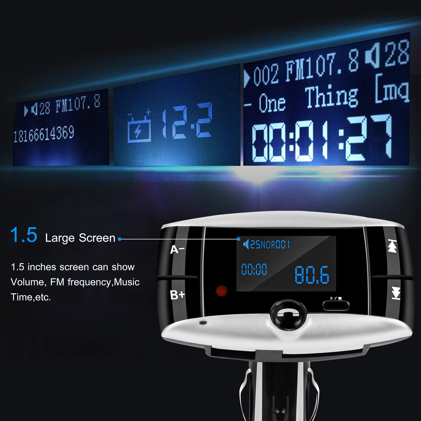 Car Wireless FM Transmitter USB Charger