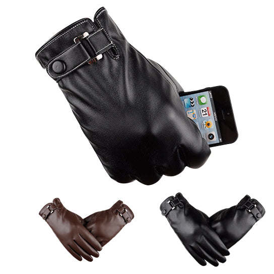 Stylish Vegan Leather Touch Smart Gloves