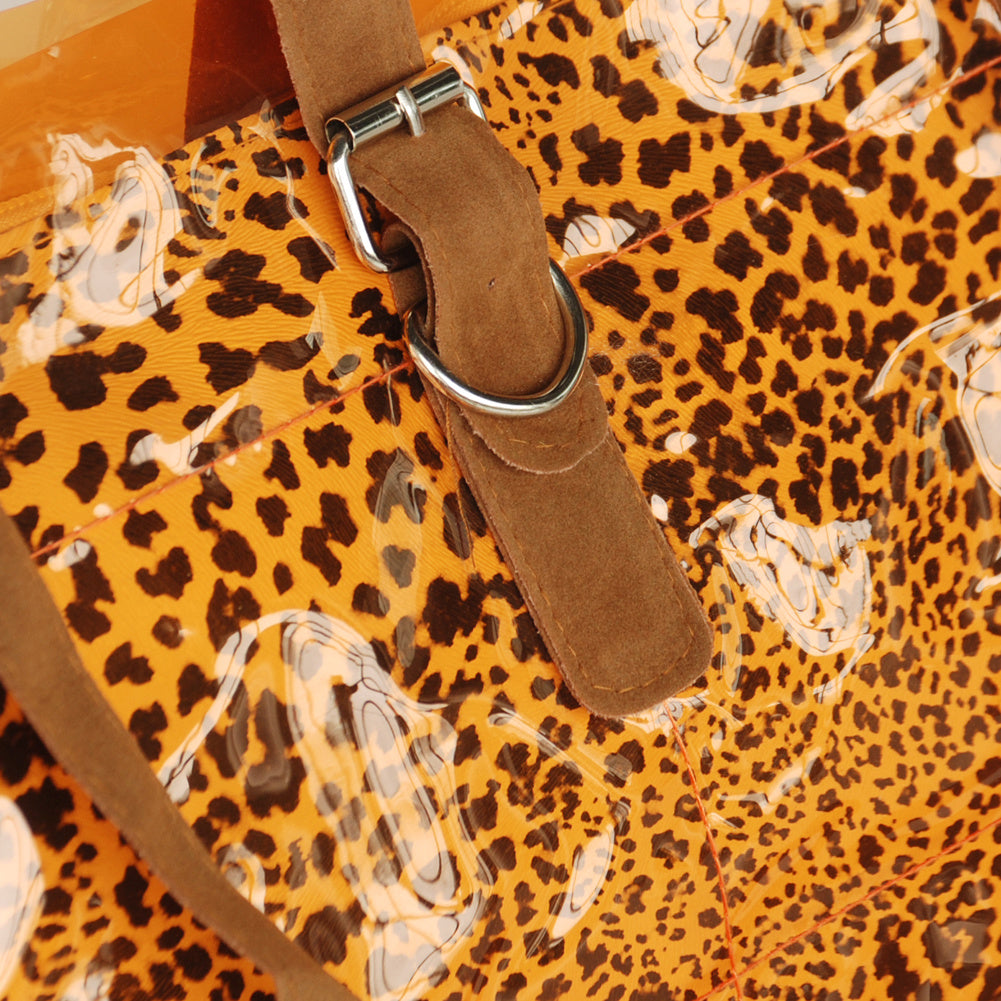 Leopard Double Handle Leatherette Satchel Bag