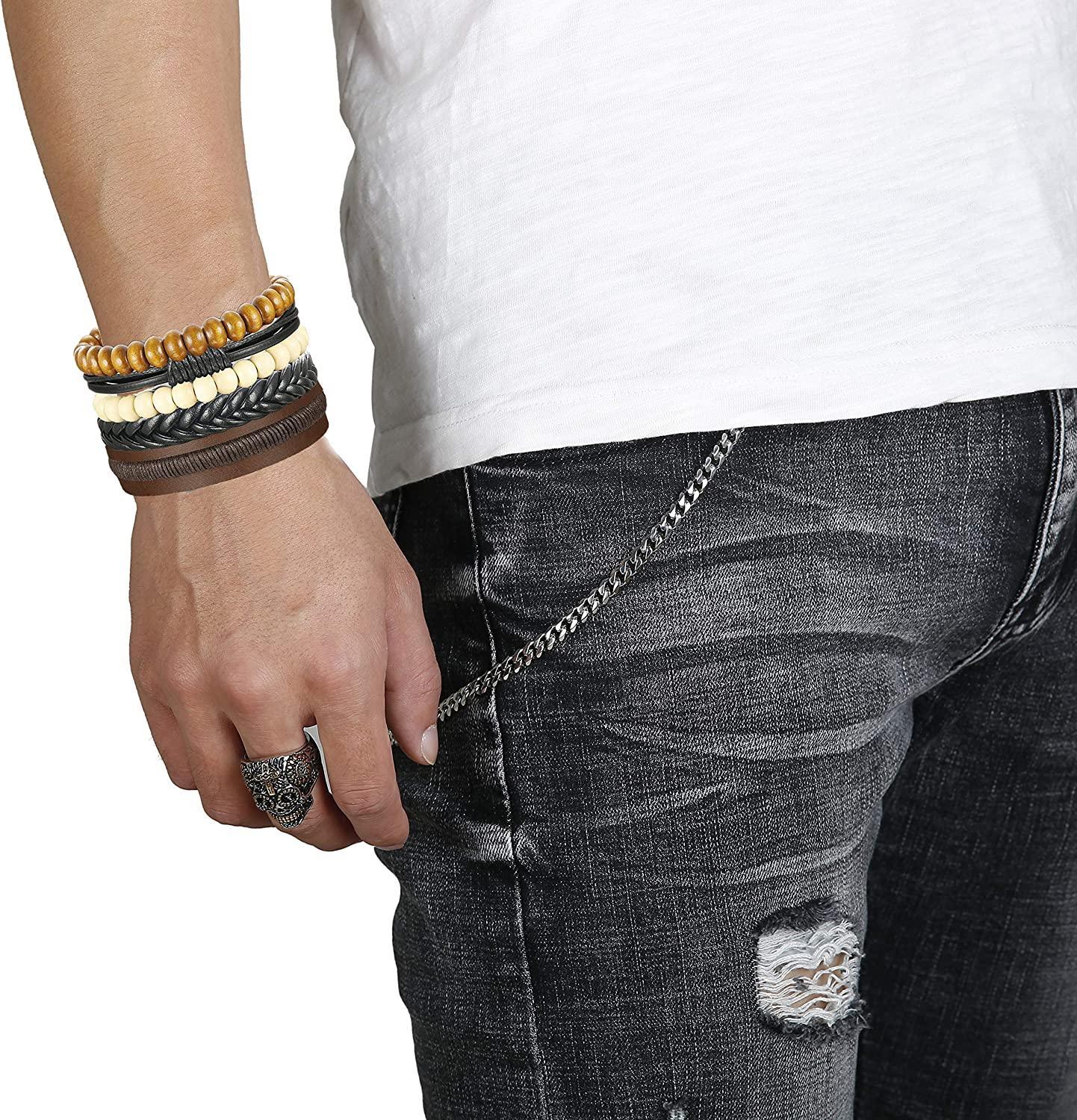 Leather Bracelet for Men Women Cool Leather Wrist
