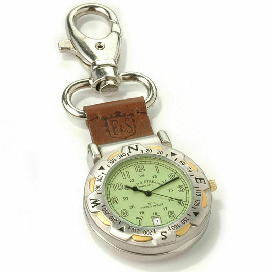 Multi-Function Compass Leather Pocket Watch