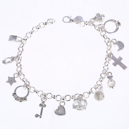 Silver Plated Thirteen Hanging Pieces Bracelet