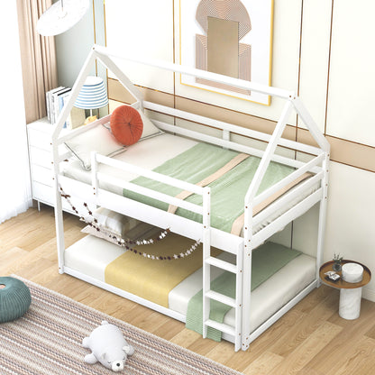 Cozy Twin-Over-Twin Low Bunk House Bed