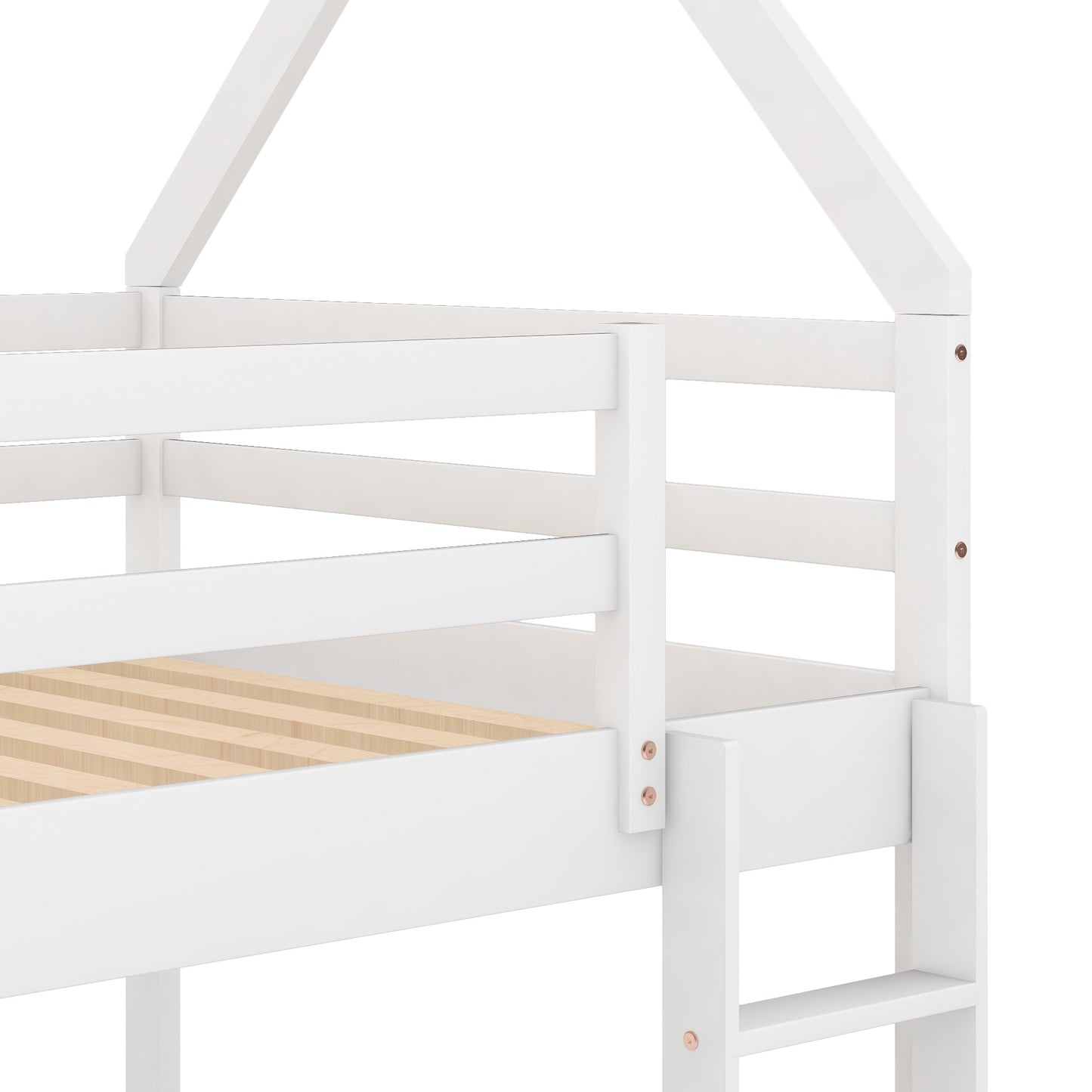 Cozy Twin-Over-Twin Low Bunk House Bed