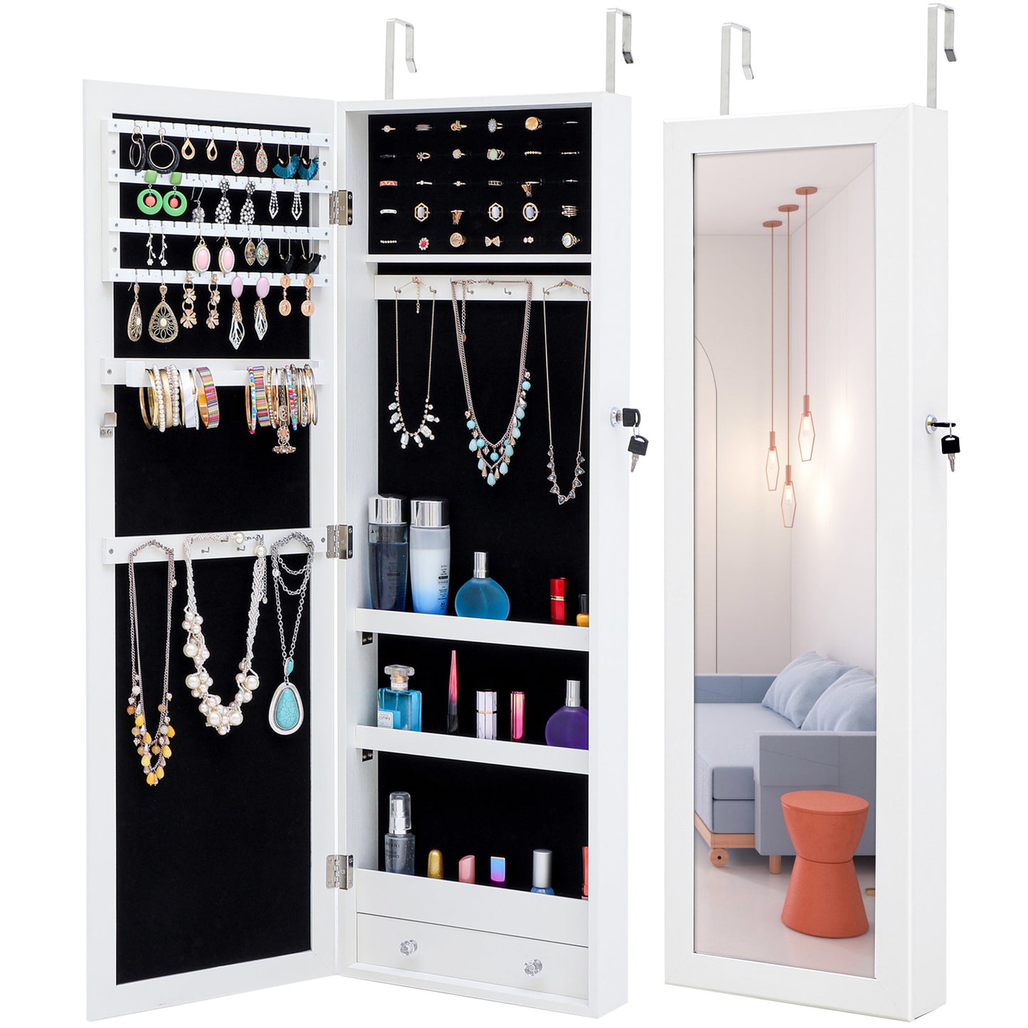 Jewelry Storage Mirror Cabinet  For Living Room