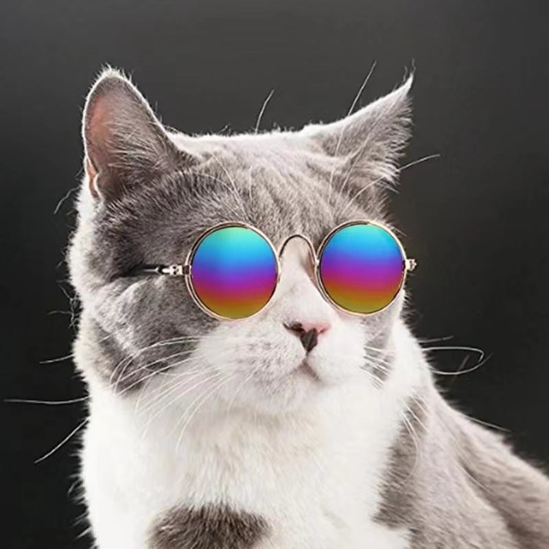 Pet Sunglasses Dog Cat Vintage Round Reflection Glasses