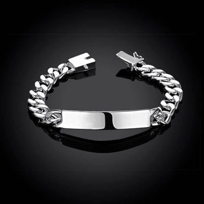 Mens Bracelet Plated Silver 8mm Link Chain Bracelet