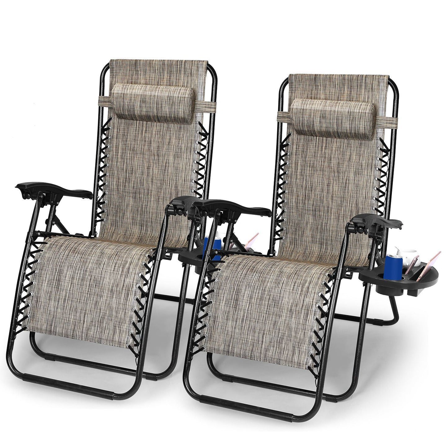 2Packs Zero Gravity Lounge Chair with Dual Side Tray