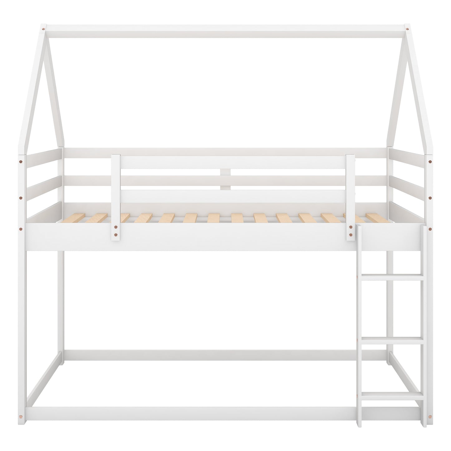 Cozy Twin-Over-Twin Low Bunk House Bed
