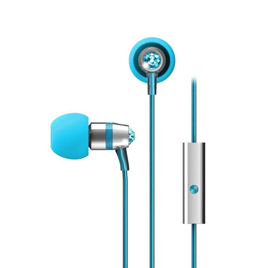 Classic Stlylish Turquoise Crystal In-Ear Wired Headphones