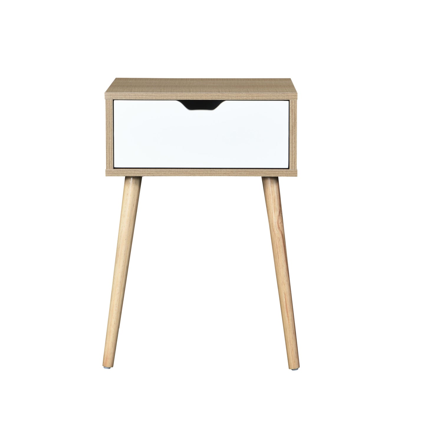 Side Table with 1 Drawer and Rubber Wood Legs