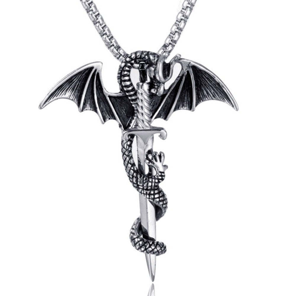 Flying Dragon With Sword Necklace