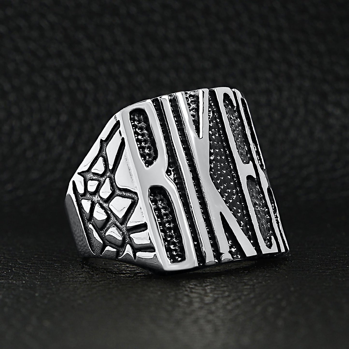 Stainless Steel Polished "BIKER" Men's Ring