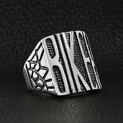 Stainless Steel Polished "BIKER" Men's Ring
