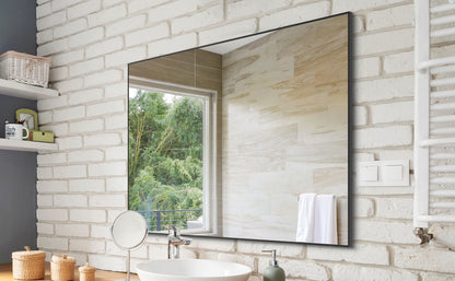Modern Black Bathroom Mirror with Aluminum Frame