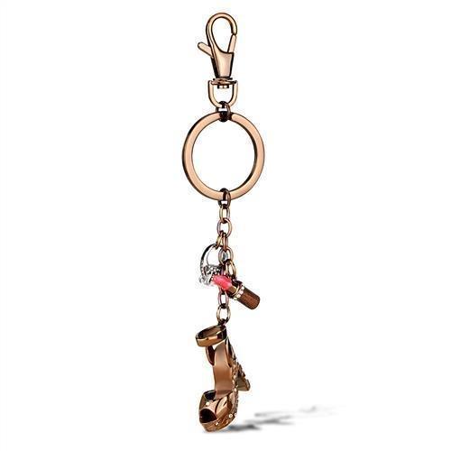 Two Tone IP Light Brown Stainless Steel Key Ring