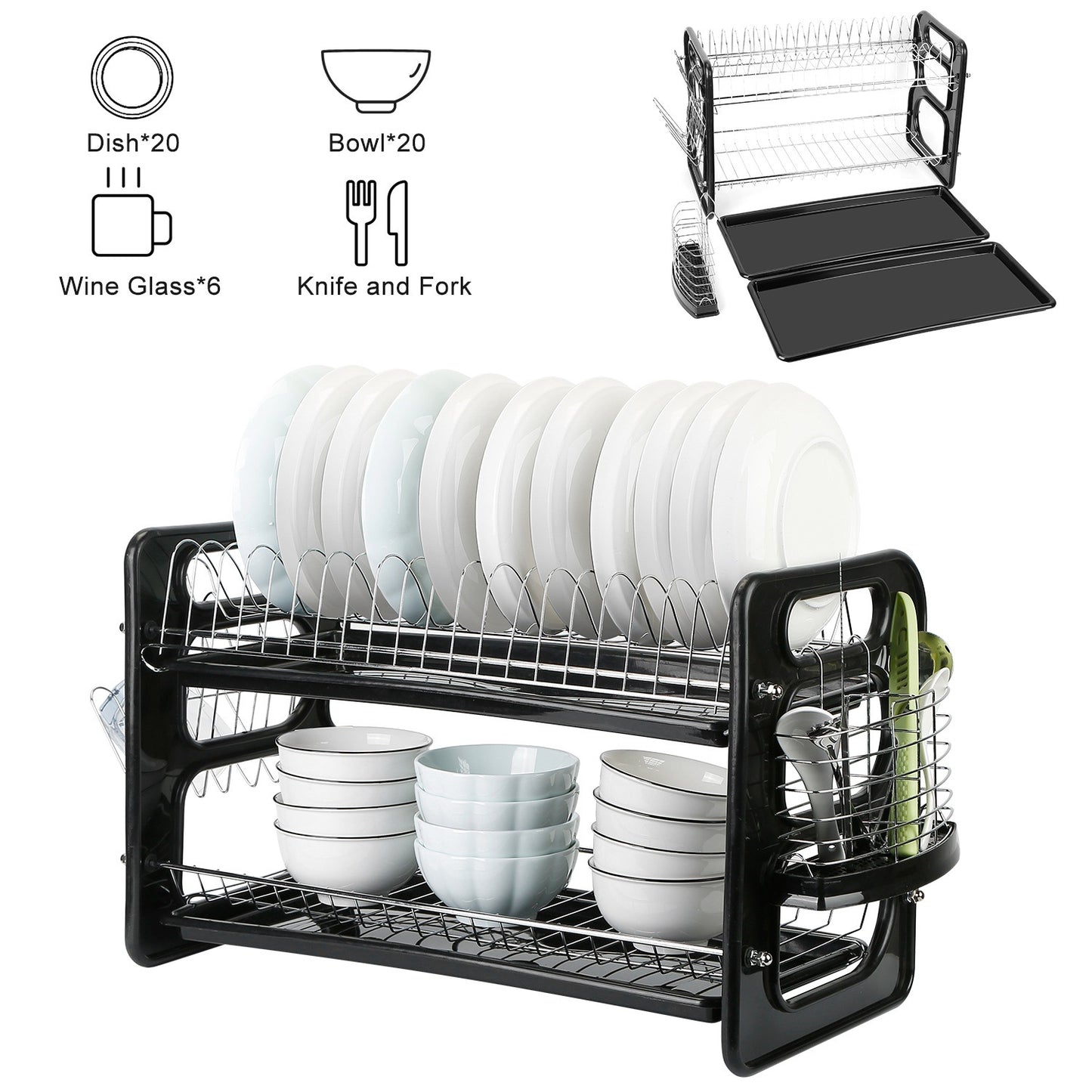 2 Tier Dish Drying Rack Drainboard Set