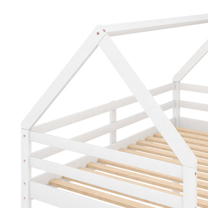 Cozy Twin-Over-Twin Low Bunk House Bed