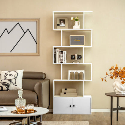 6-Tier S-Shaped Freestanding Bookshelf