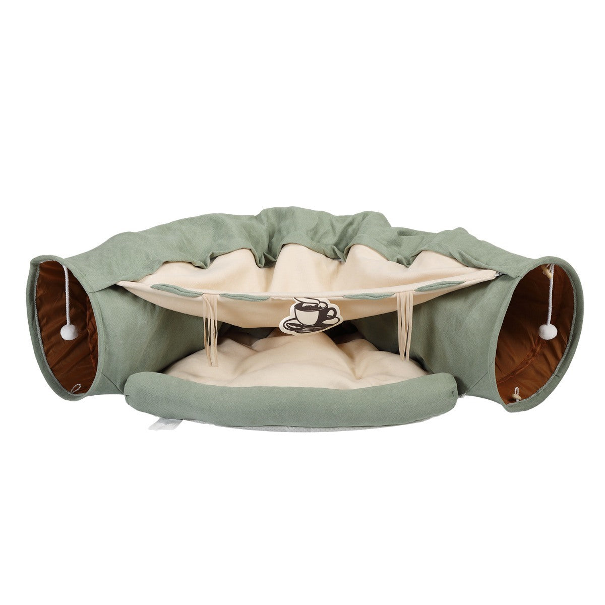 Cat's Telescopic Tunnel Cushioned Bed