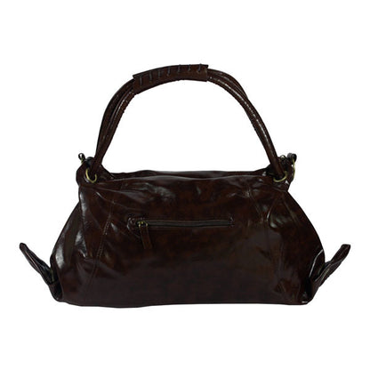 Coffee Double Handle Leatherette Satchel Hobo Handbag